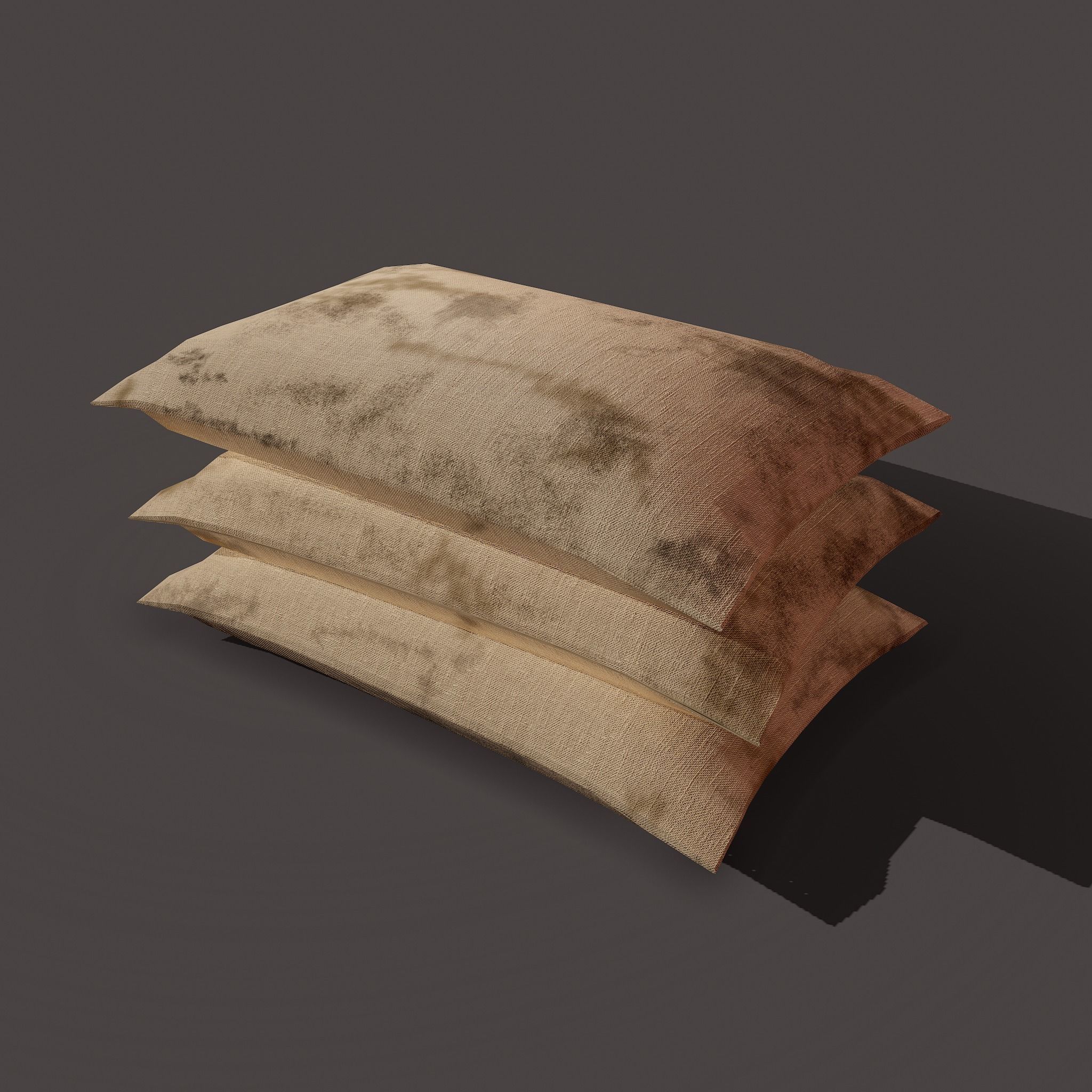 Burlap Sacks Three Straight Low-poly 3D model_7