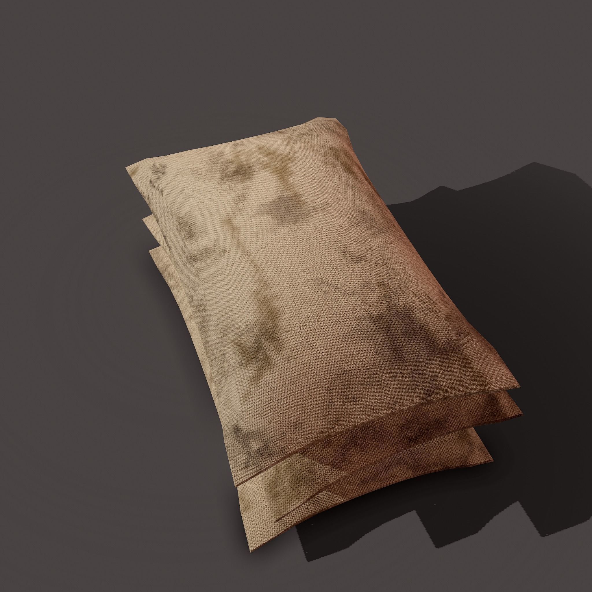 Burlap Sacks Three Straight Low-poly 3D model_18