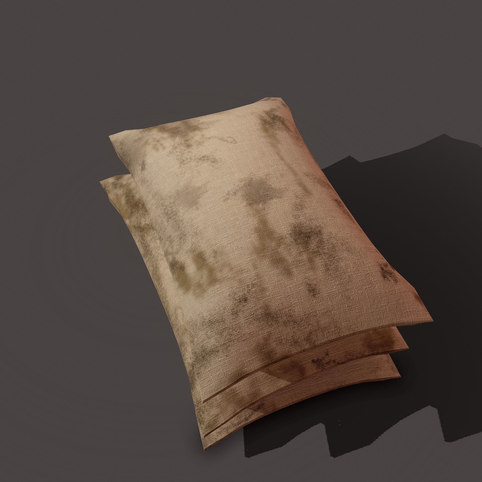 Burlap Sacks Three Straight Low-poly 3D model_10