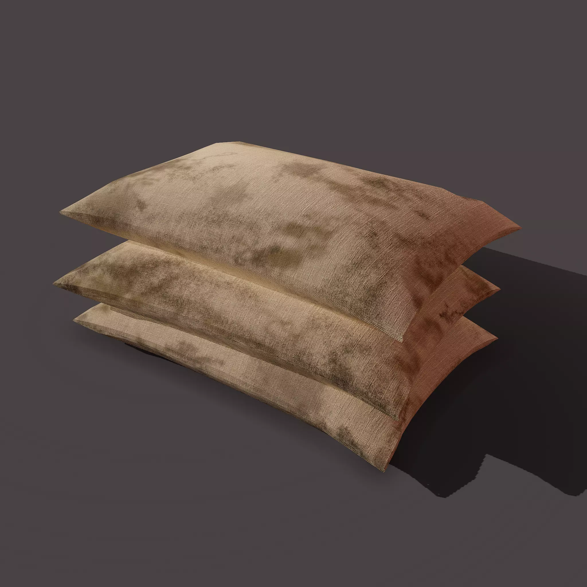 Burlap Sacks Three Straight Low-poly 3D model_0