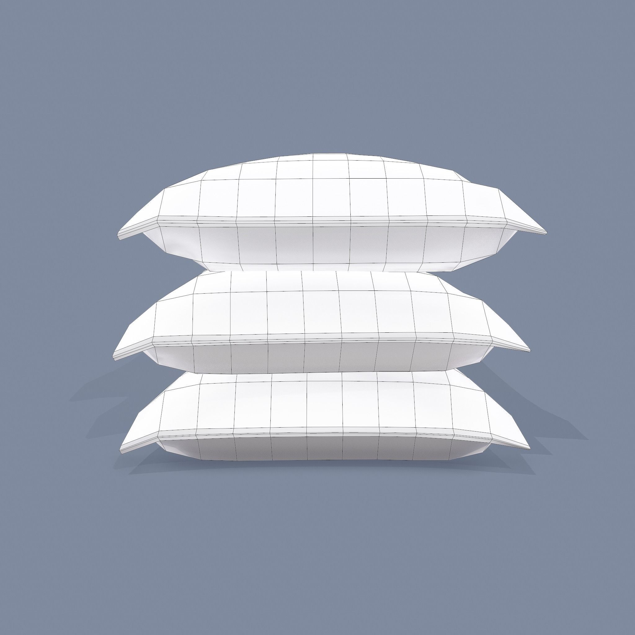 Burlap Sacks Three Straight Low-poly 3D model_25