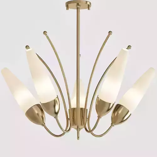 Amee 5 Light Aged Brass Chandelier with Opal Matte Glass Shade