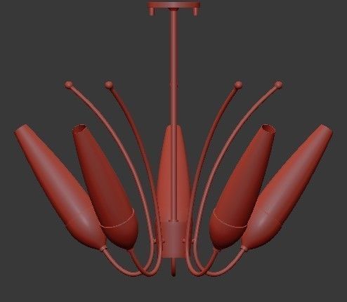 Amee 5 Light Aged Brass Chandelier with Opal Matte Glass Shade 3D model_7