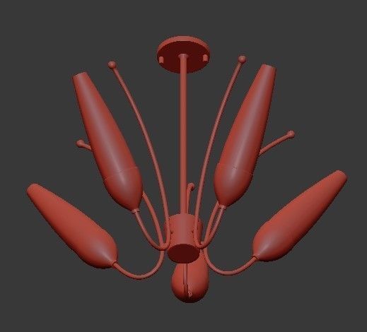 Amee 5 Light Aged Brass Chandelier with Opal Matte Glass Shade 3D model_1