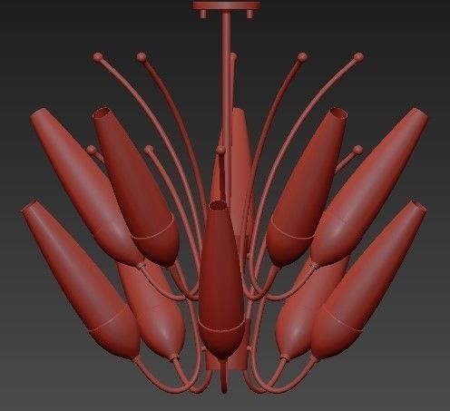 Amee 10 Light Aged Brass Chandelier with Opal Matte Glass Shade 3D model_7