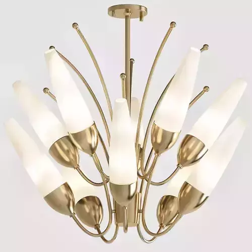 Amee 10 Light Aged Brass Chandelier with Opal Matte Glass Shade