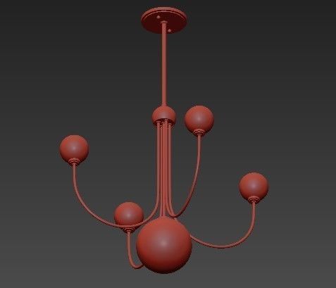 Coco 5 Light Aged BrassWhite LED Chandelier with Opal Shiny  3D model_3