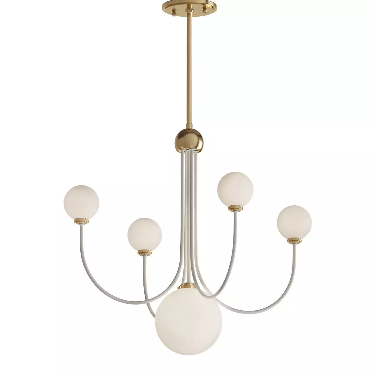 Coco 5 Light Aged BrassWhite LED Chandelier with Opal Shiny  3D model_0