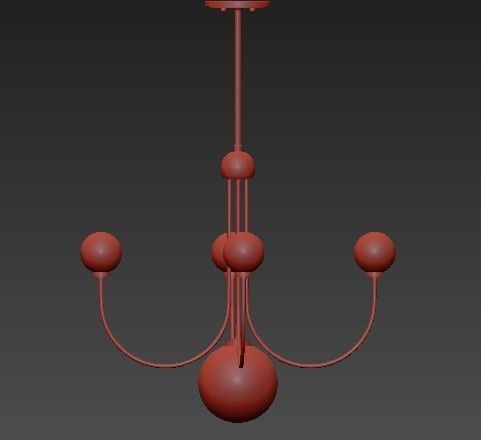 Coco 5 Light Aged BrassWhite LED Chandelier with Opal Shiny  3D model_2