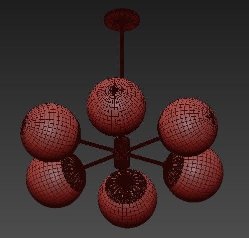 Paige 6 Light Aged Brass Chandelier with Opal Glossy Glass Shade 3D model_3