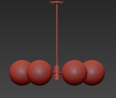 Paige 6 Light Aged Brass Chandelier with Opal Glossy Glass Shade 3D model_1