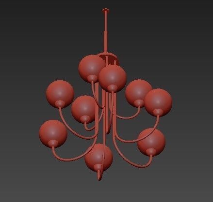 Carisa Collection 9 Light Vintage Gold Chandelier with Shade 3D model_1