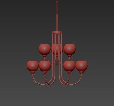 Carisa Collection 9 Light Vintage Gold Chandelier with Shade 3D model_6