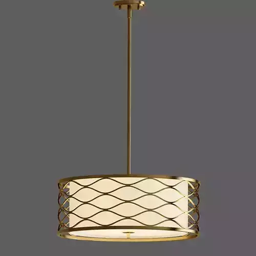 Solei 5 Light Old Gold Pendant with White Linen Fabric Shade