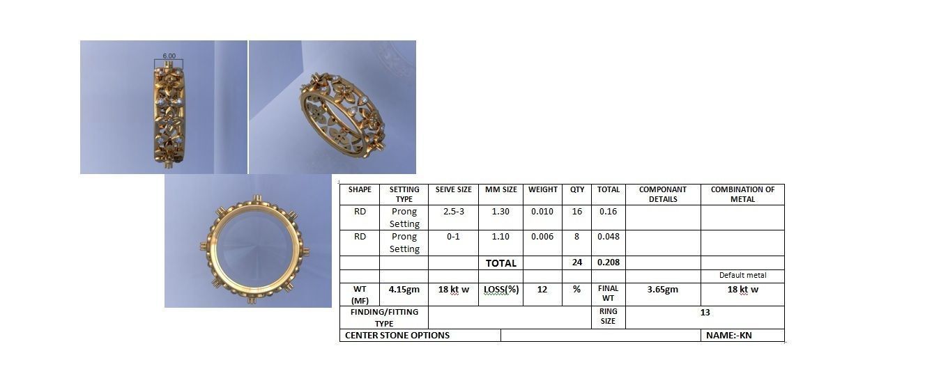  Women Band Ring 3dm stl render detail model view 3D print model_4