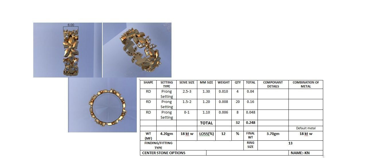  Women Band Ring 3dm stl render detail model view 3D print model_4