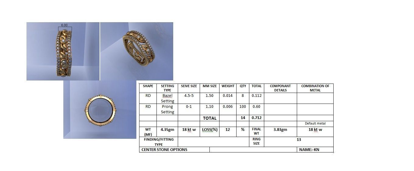  Women Band Ring 3dm stl render detail model view 3D print model_4