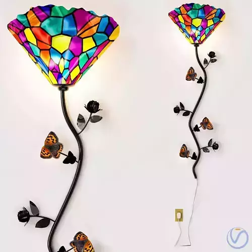 Tiffany Style Stained Glass Butterfly Spree Wall Lamp