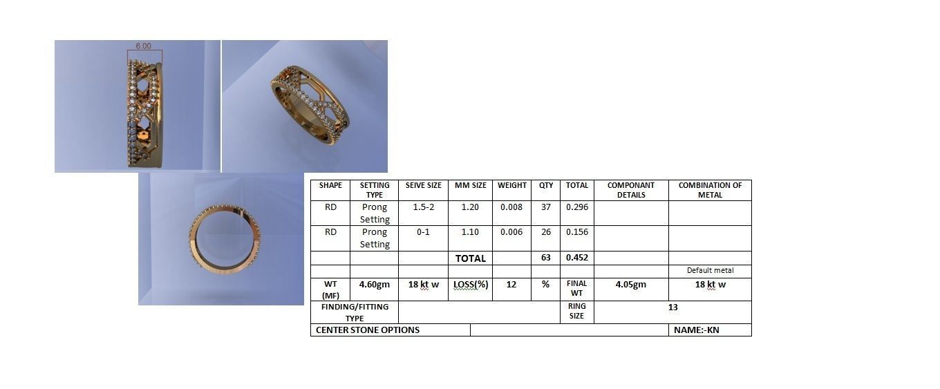  Women Band Ring 3dm stl render detail model view 3D print model_4