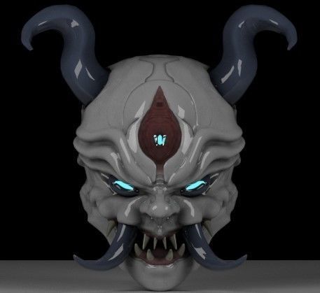 Oni Mask Low-poly 3D model_9