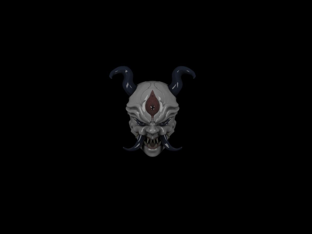 Oni Mask Low-poly 3D model_3