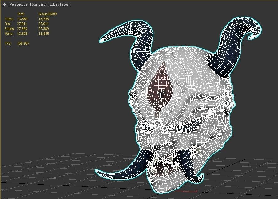 Oni Mask Low-poly 3D model_10