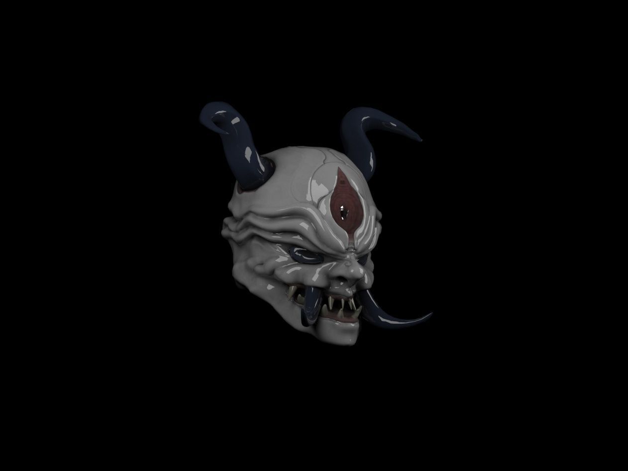 Oni Mask Low-poly 3D model_4
