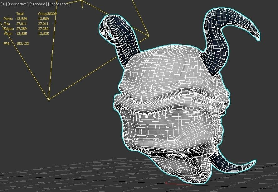 Oni Mask Low-poly 3D model_12