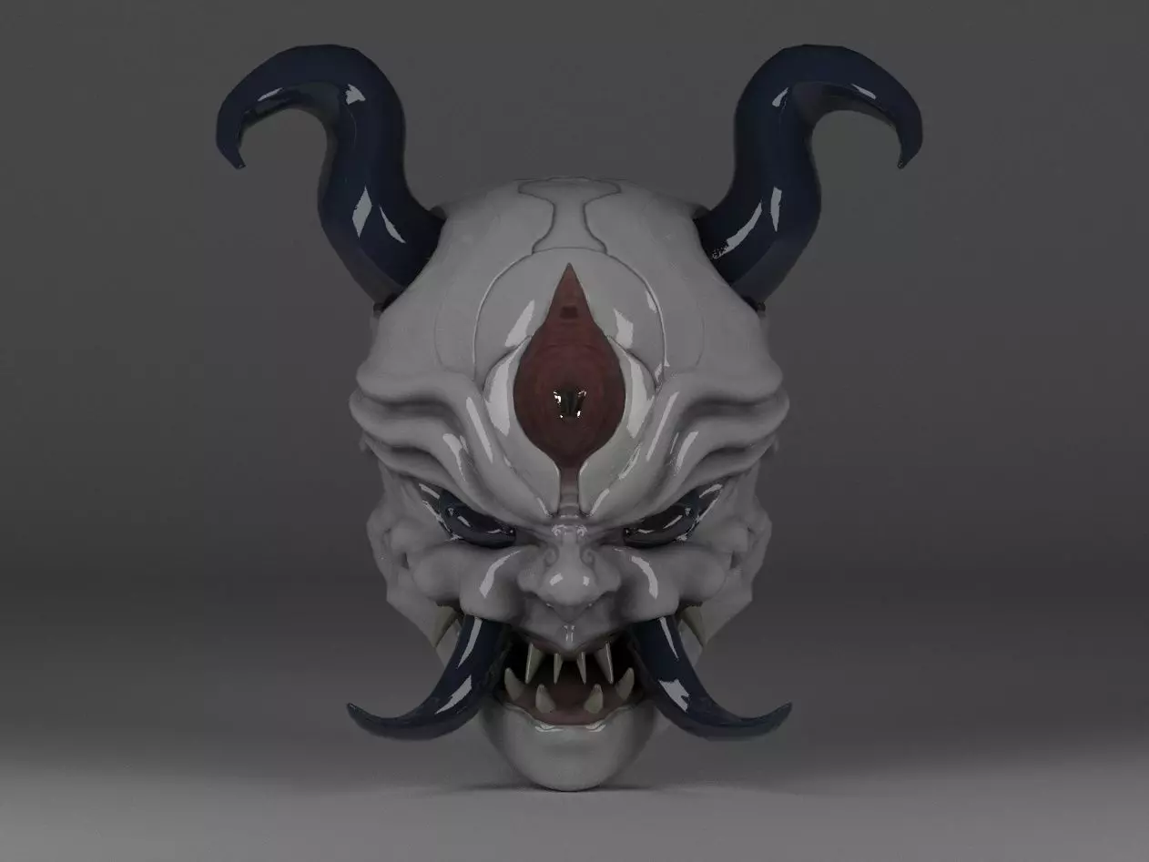 Oni Mask Low-poly 3D model_0