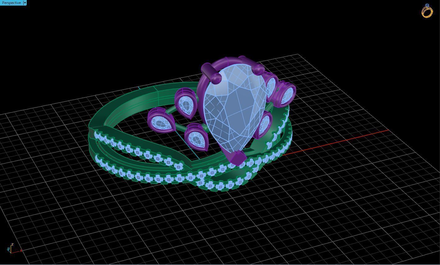 Drop gem ring 3D print model_6