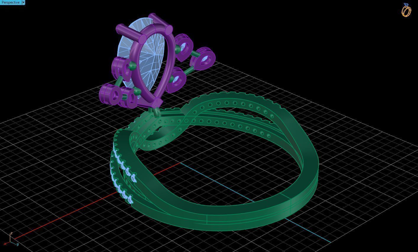Drop gem ring 3D print model_8