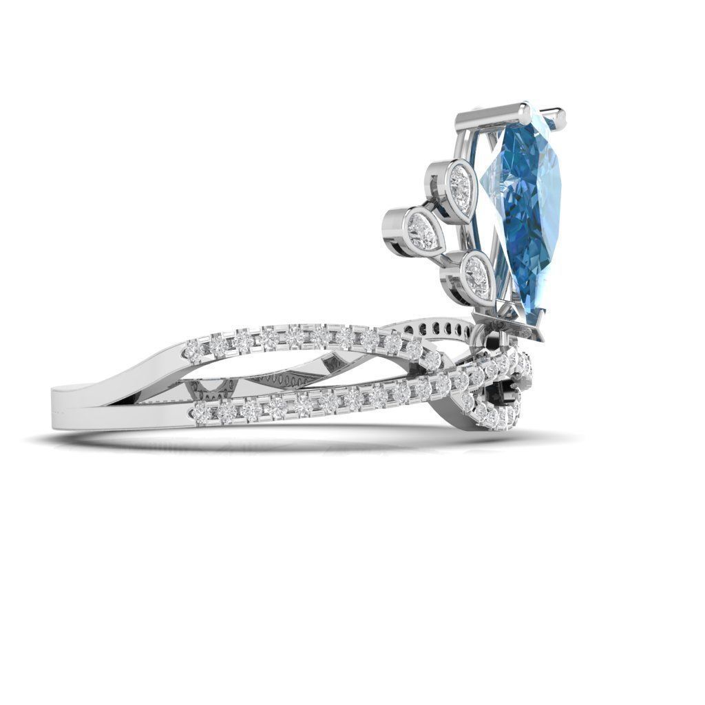 Drop gem ring 3D print model_5