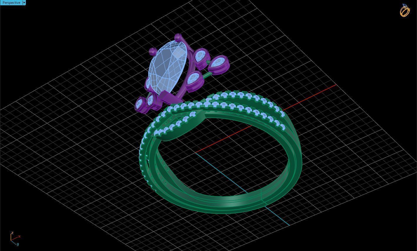 Drop gem ring 3D print model_7