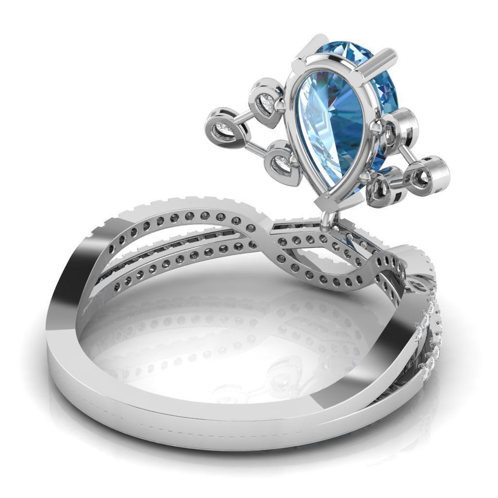 Drop gem ring 3D print model_4