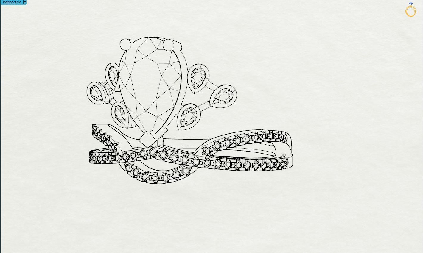 Drop gem ring 3D print model_9