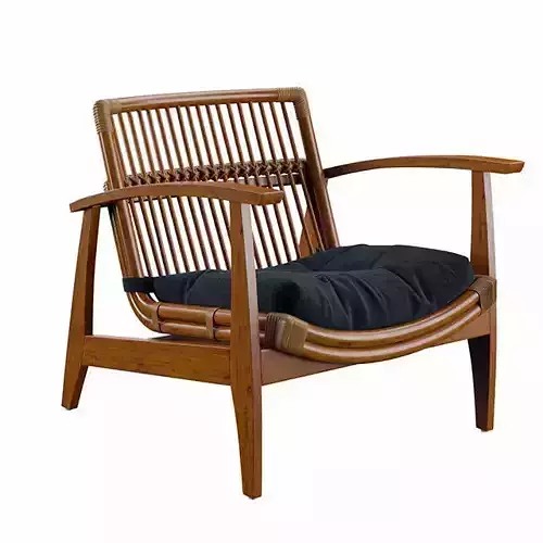 Armchair teak lounge chair with cushion