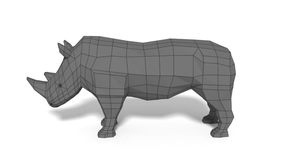 Low Poly Cartoon Rhinoceros Low-poly 3D model_14