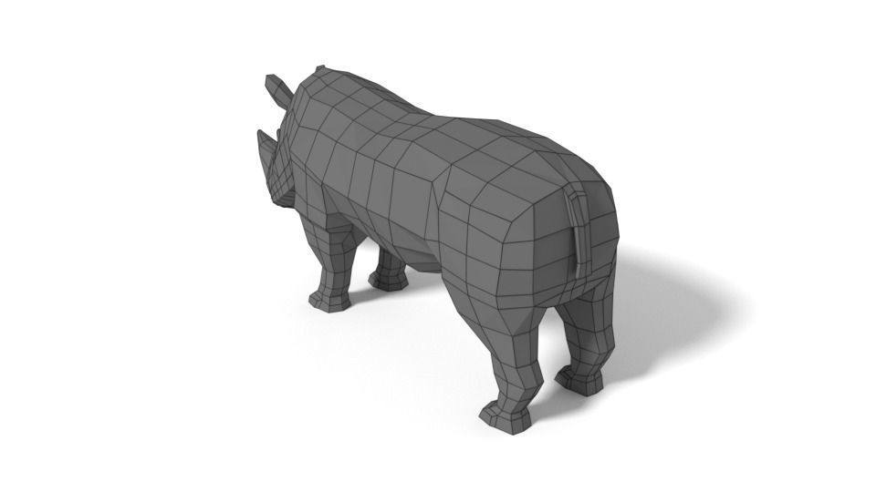 Low Poly Cartoon Rhinoceros Low-poly 3D model_13