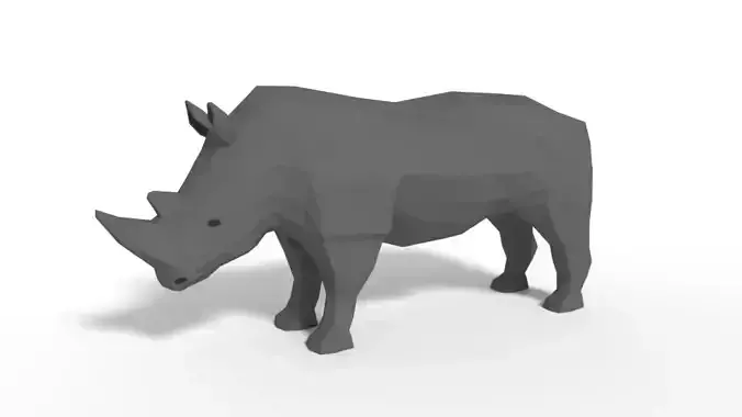 Low Poly Cartoon Rhinoceros Low-poly 3D model