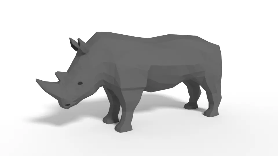 Low Poly Cartoon Rhinoceros Low-poly 3D model_0