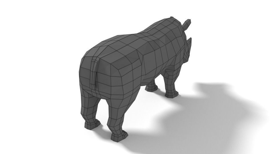 Low Poly Cartoon Rhinoceros Low-poly 3D model_11