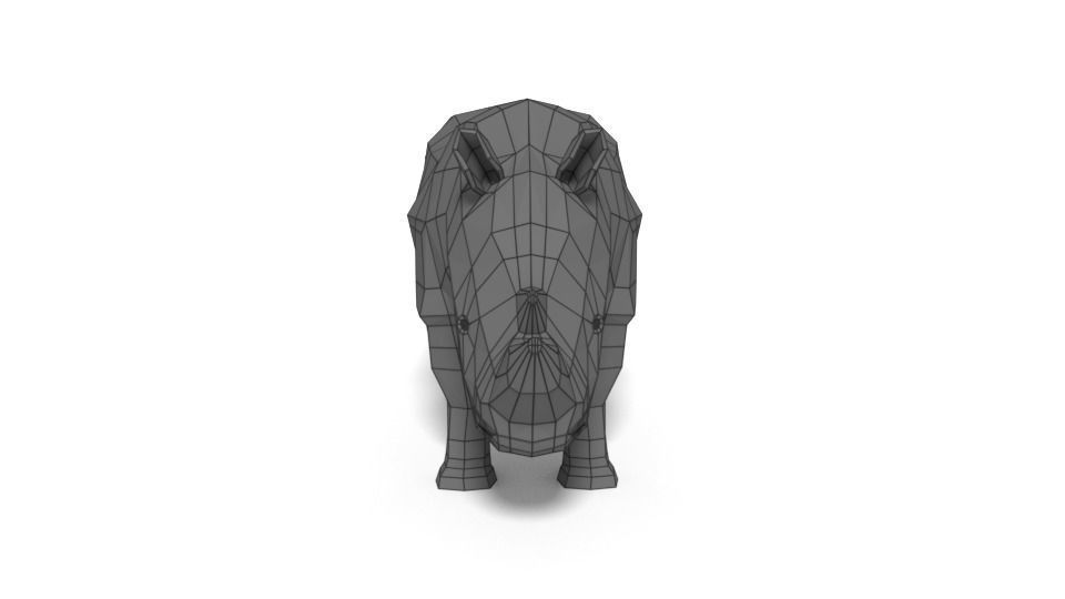Low Poly Cartoon Rhinoceros Low-poly 3D model_9