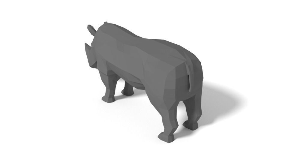 Low Poly Cartoon Rhinoceros Low-poly 3D model_5