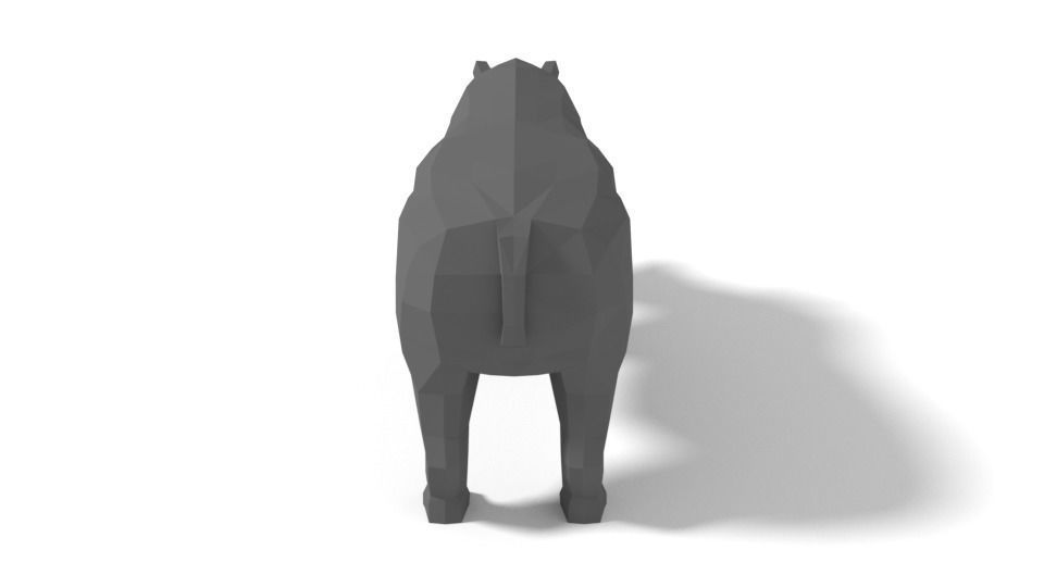 Low Poly Cartoon Rhinoceros Low-poly 3D model_4
