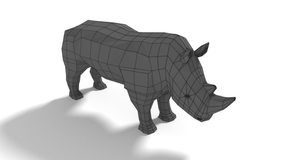Low Poly Cartoon Rhinoceros Low-poly 3D model_10
