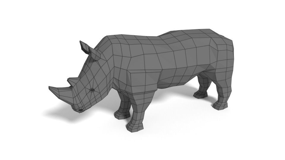 Low Poly Cartoon Rhinoceros Low-poly 3D model_8