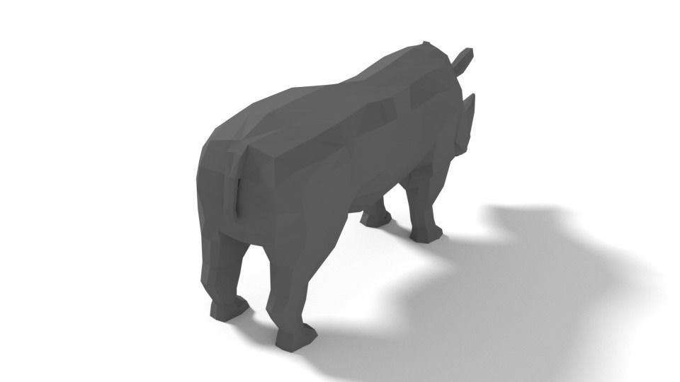Low Poly Cartoon Rhinoceros Low-poly 3D model_3