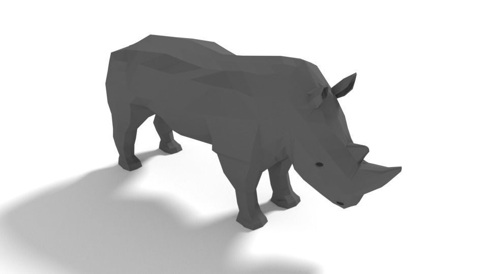 Low Poly Cartoon Rhinoceros Low-poly 3D model_2