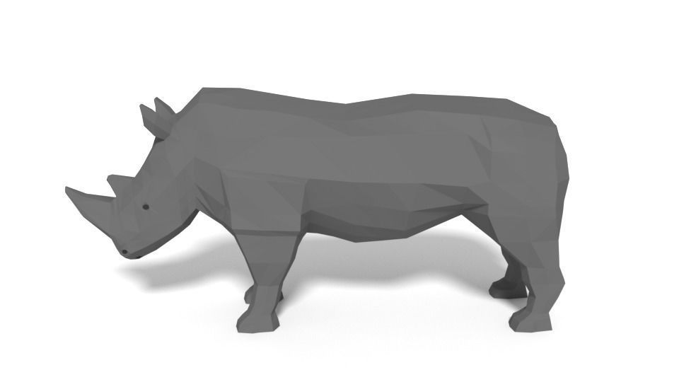 Low Poly Cartoon Rhinoceros Low-poly 3D model_6