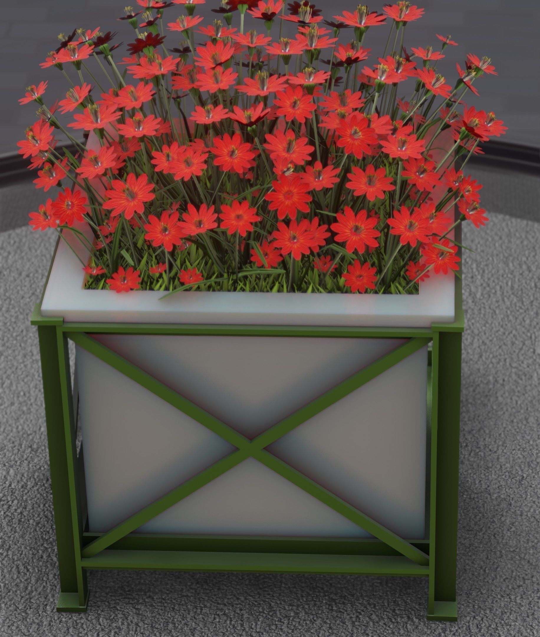 City Flower Pot with Red Flowers - Object 1 Low-poly 3D model_46